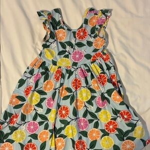 Girls Citrus Print Flutter-Sleeve Dress - Multi